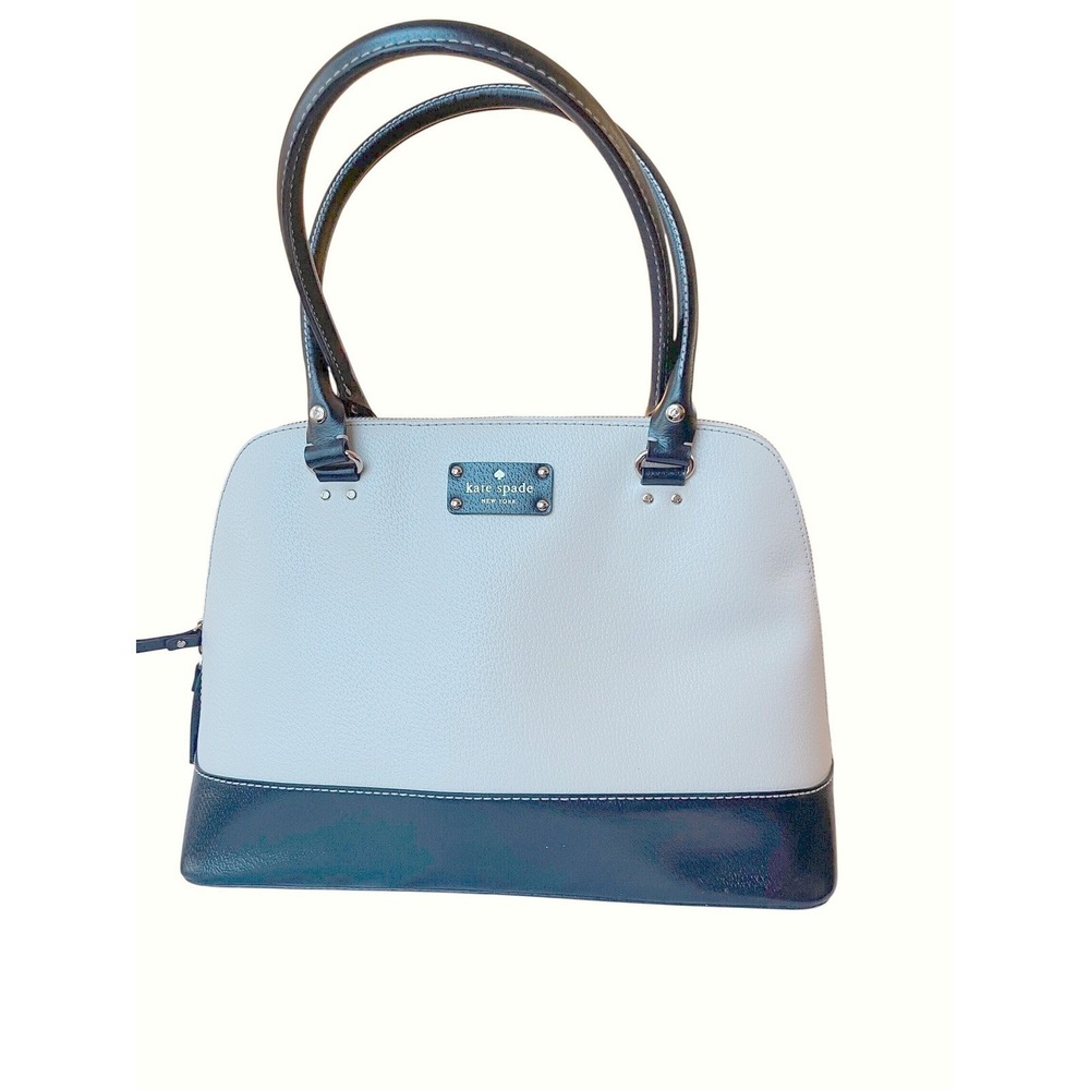 Kate Spade New York Dome Satchel Handbag Two Tone Cream Black quiet‎ luxury